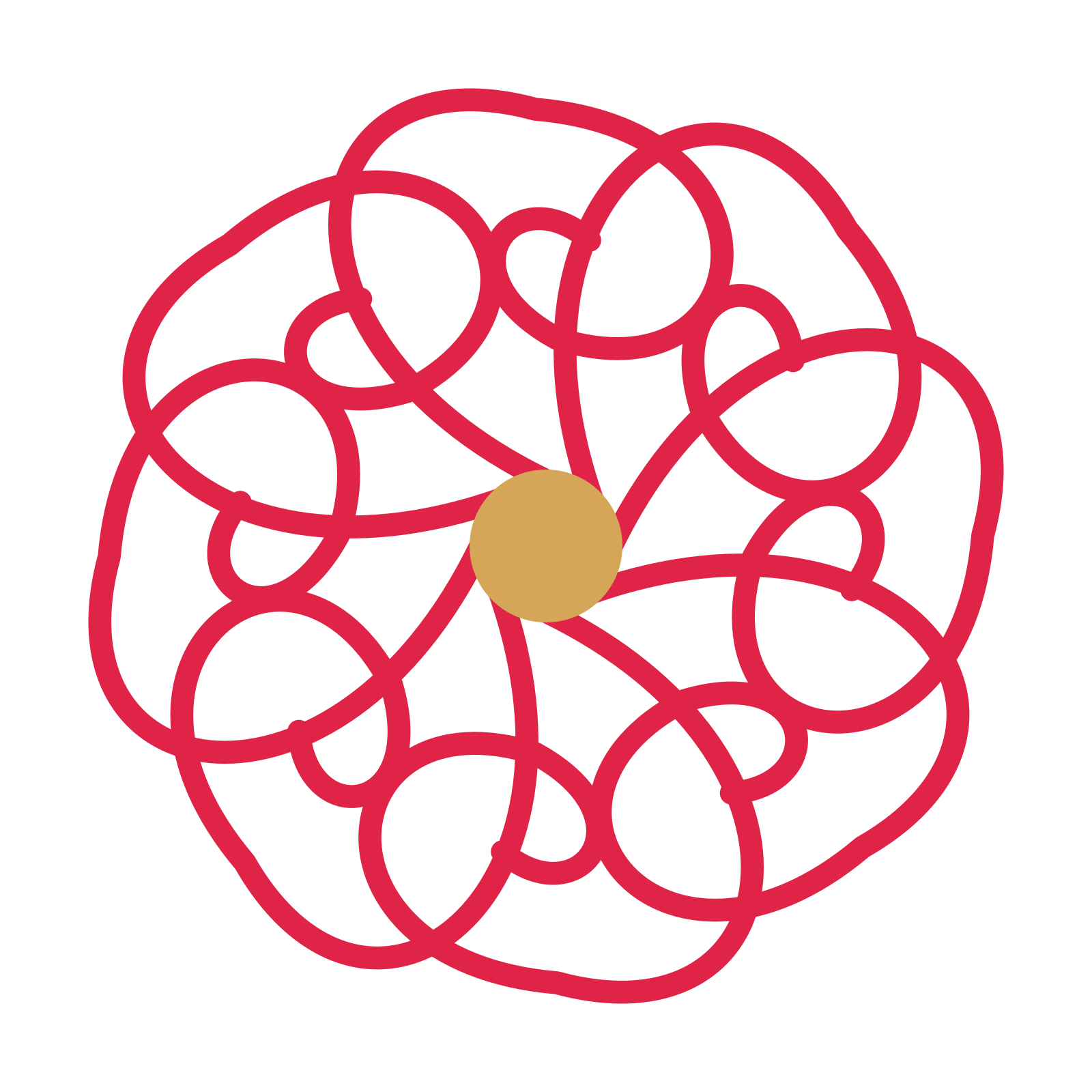 A 8-petal spiral flower with a seed centre and a transparent background.