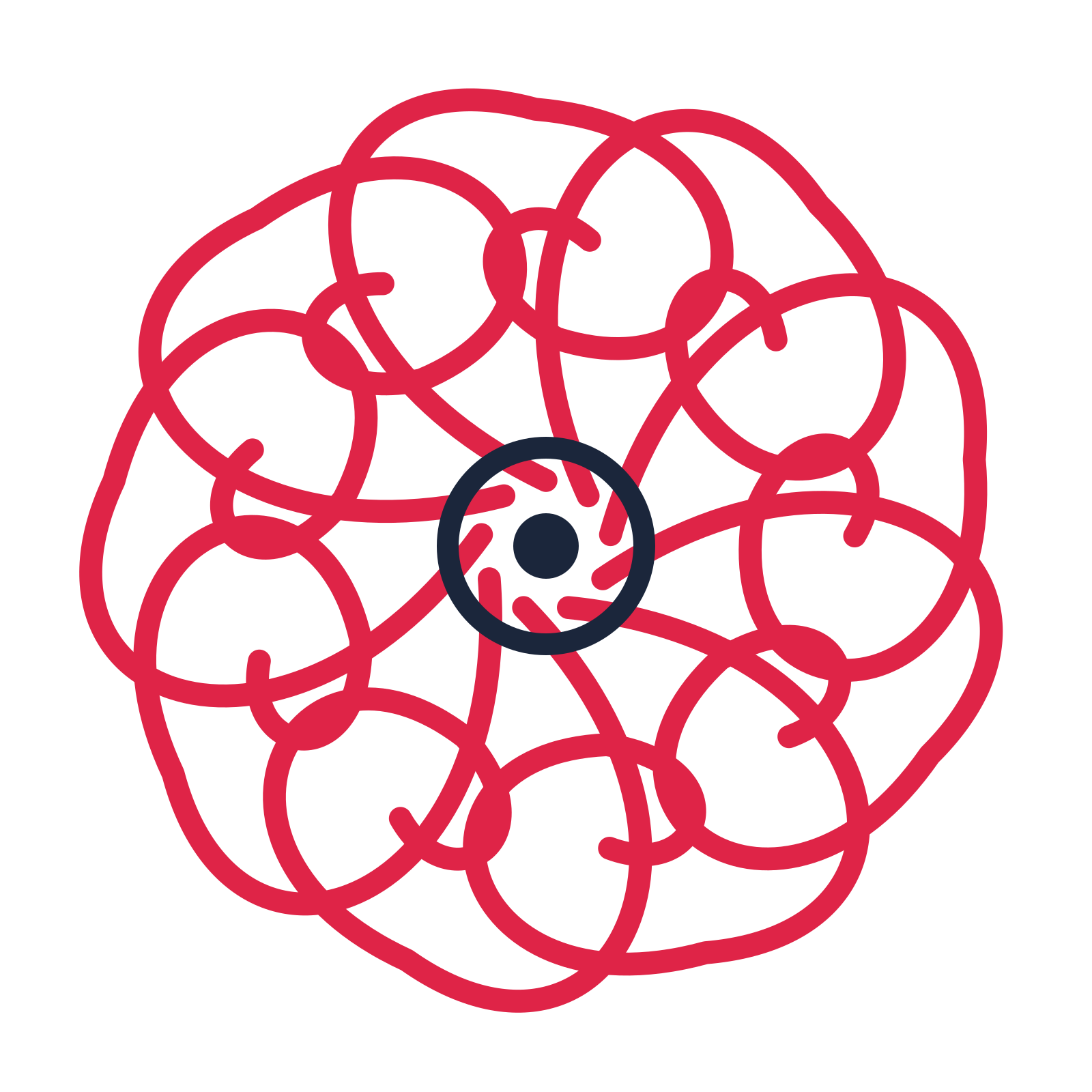 A 9-petal spiral flower with a ring centre and a transparent background.