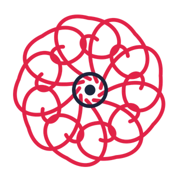 A 9-petal spiral flower with a ring centre and a transparent background.
