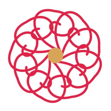 A 9-petal spiral flower with a seed centre and a transparent background.
