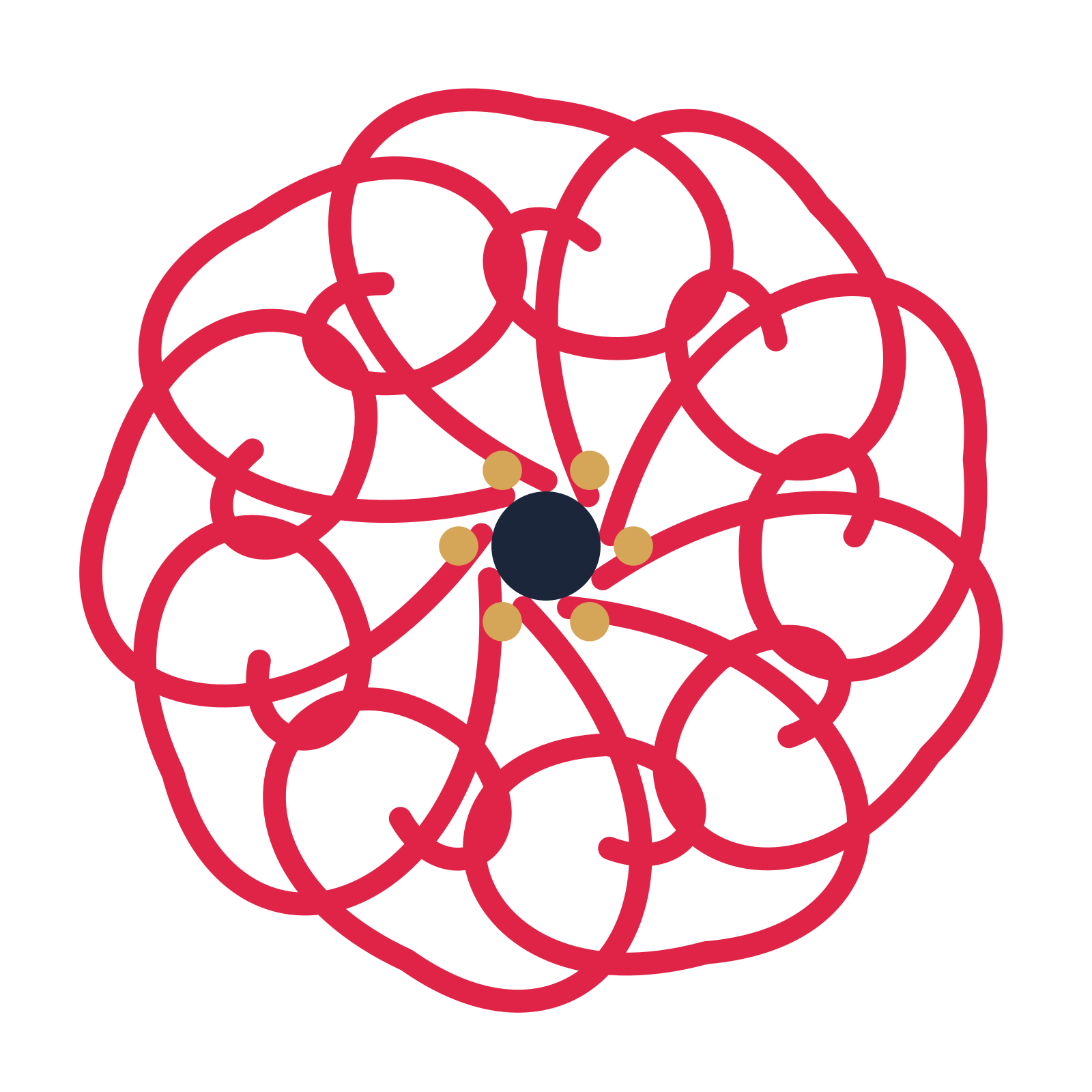 A 9-petal spiral flower with a stamen centre and a transparent background.