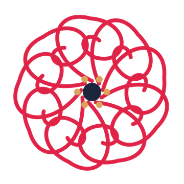 A 9-petal spiral flower with a stamen centre and a transparent background.