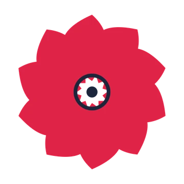 A 10-petal teardrop flower with a ring centre and a transparent background.