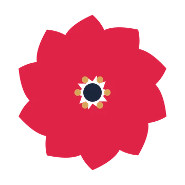 A 10-petal teardrop flower with a stamen centre and a transparent background.