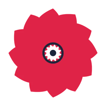 A 12-petal teardrop flower with a ring centre and a transparent background.