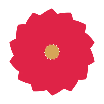A 14-petal teardrop flower with a seed centre and a transparent background.