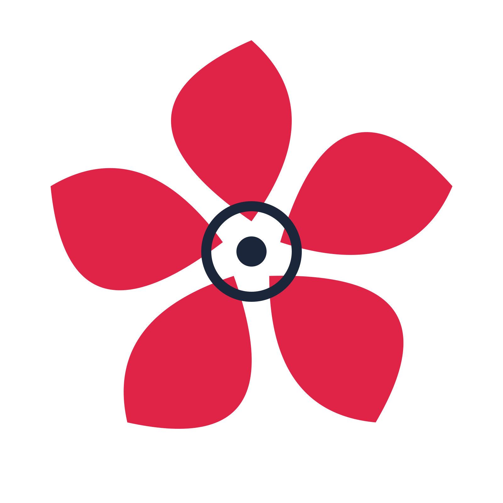 A 5-petal teardrop flower with a ring centre and a transparent background.