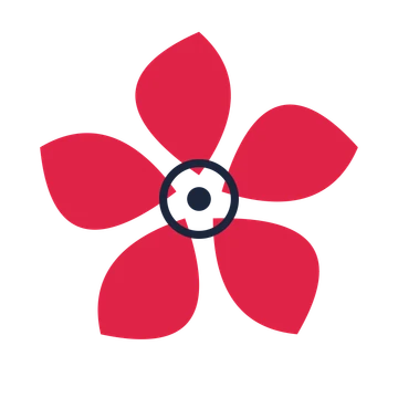 A 5-petal teardrop flower with a ring centre and a transparent background.