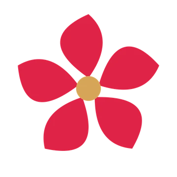A 5-petal teardrop flower with a seed centre and a transparent background.