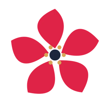 A 5-petal teardrop flower with a stamen centre and a transparent background.