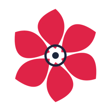 A 6-petal teardrop flower with a ring centre and a transparent background.