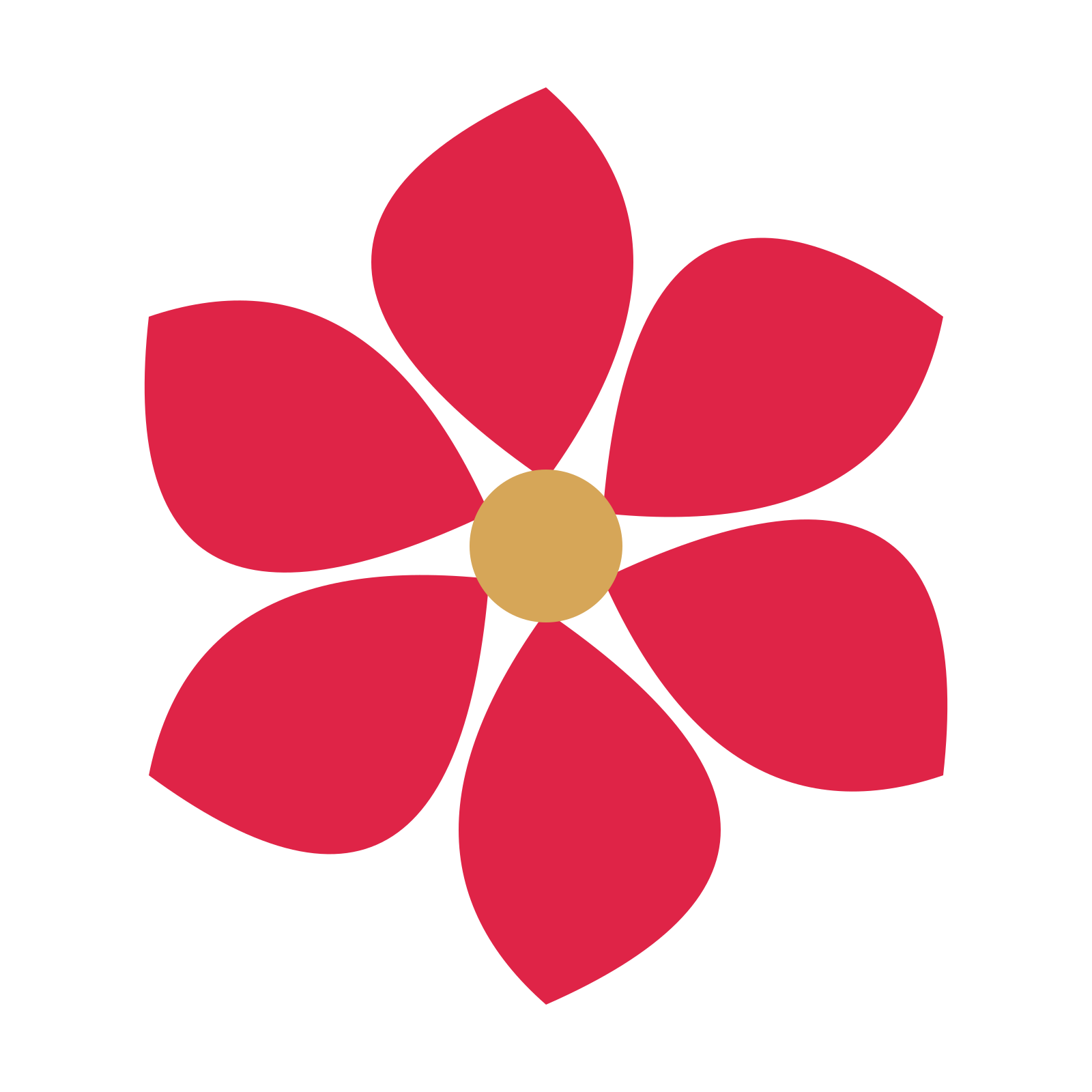 A 6-petal teardrop flower with a seed centre and a transparent background.