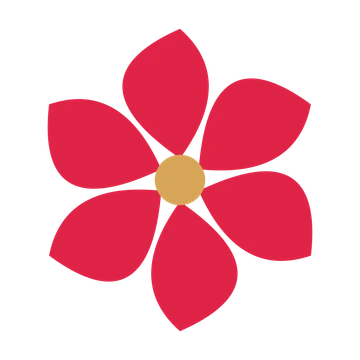 A 6-petal teardrop flower with a seed centre and a transparent background.