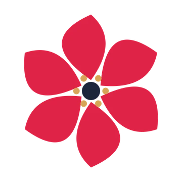 A 6-petal teardrop flower with a stamen centre and a transparent background.