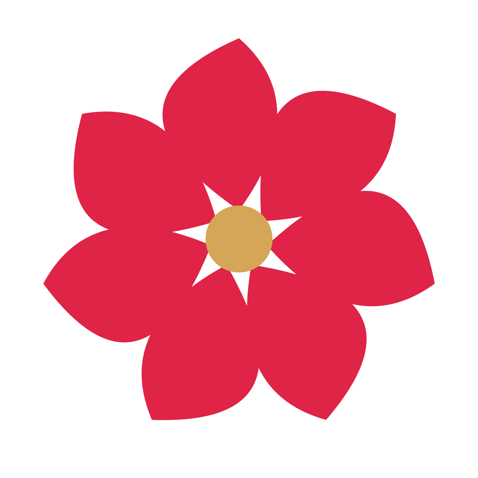 A 7-petal teardrop flower with a seed centre and a transparent background.