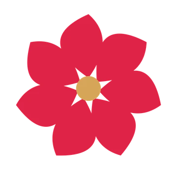 A 7-petal teardrop flower with a seed centre and a transparent background.