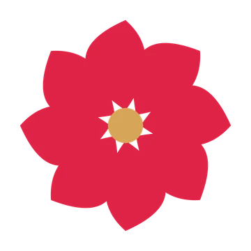 A 8-petal teardrop flower with a seed centre and a transparent background.