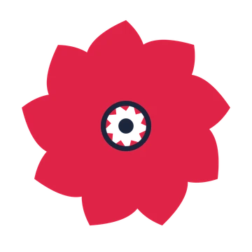 A 9-petal teardrop flower with a ring centre and a transparent background.