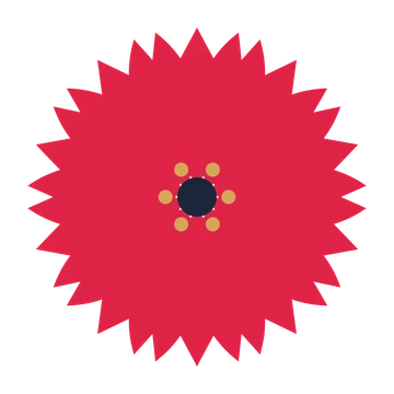 A 10-petal tulip flower with a stamen centre and a transparent background.