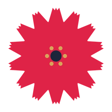 A 14-petal tulip flower with a stamen centre and a transparent background.