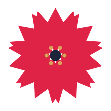 A 7-petal tulip flower with a stamen centre and a transparent background.