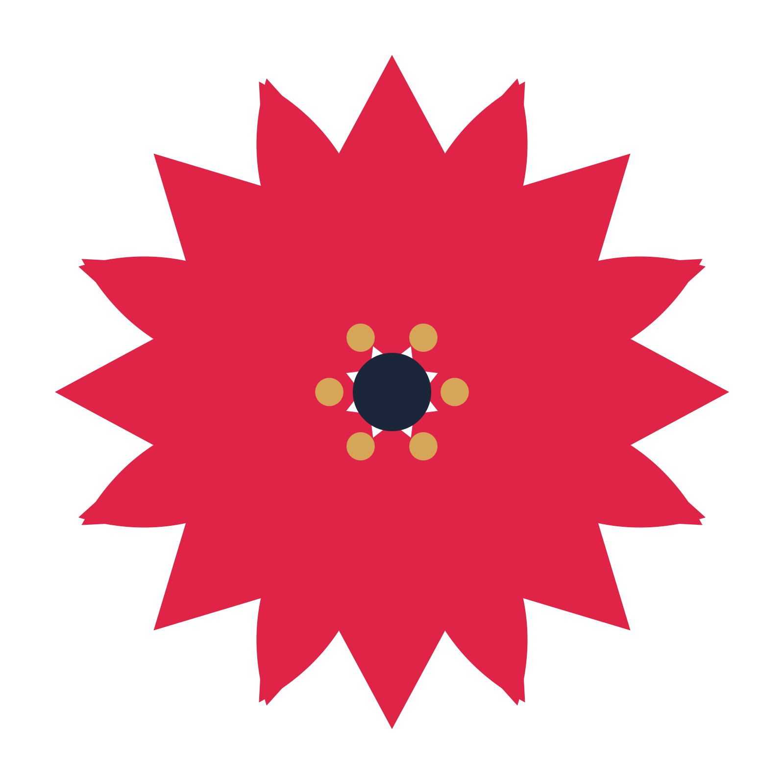 A 8-petal tulip flower with a stamen centre and a transparent background.