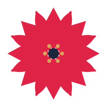 A 8-petal tulip flower with a stamen centre and a transparent background.