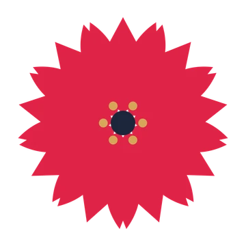 A 9-petal tulip flower with a stamen centre and a transparent background.