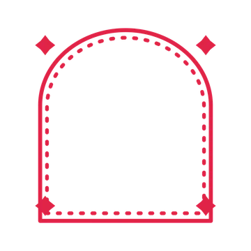 An open arch frame with diamond ornaments and a dotted border. The middle stays transparent for your text or photograph.