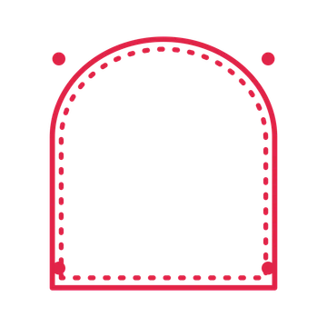An open arch frame with dot ornaments and a dotted border. The middle stays transparent for your text or photograph.