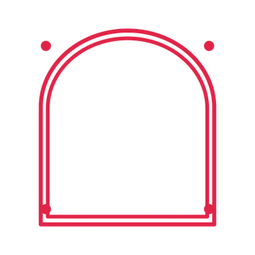 An open arch frame with dot ornaments and a double border. The middle stays transparent for your text or photograph.
