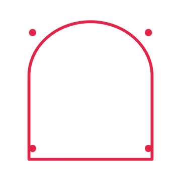 An open arch frame with dot ornaments and a single border. The middle stays transparent for your text or photograph.