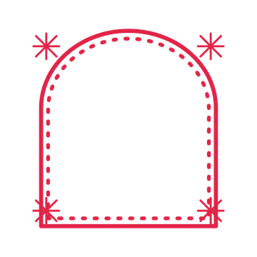 An open arch frame with fan ornaments and a dotted border. The middle stays transparent for your text or photograph.