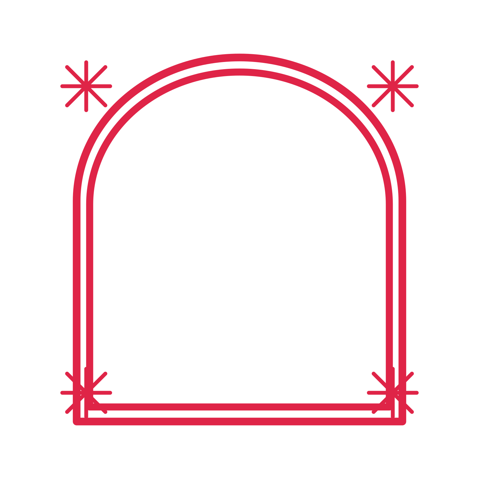 An open arch frame with fan ornaments and a double border. The middle stays transparent for your text or photograph.