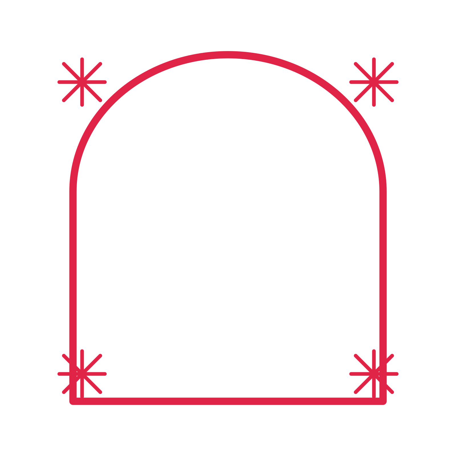 An open arch frame with fan ornaments and a single border. The middle stays transparent for your text or photograph.