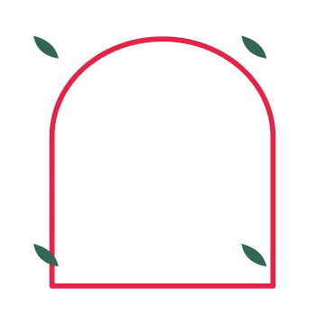 An open arch frame with leaf ornaments and a single border. The middle stays transparent for your text or photograph.
