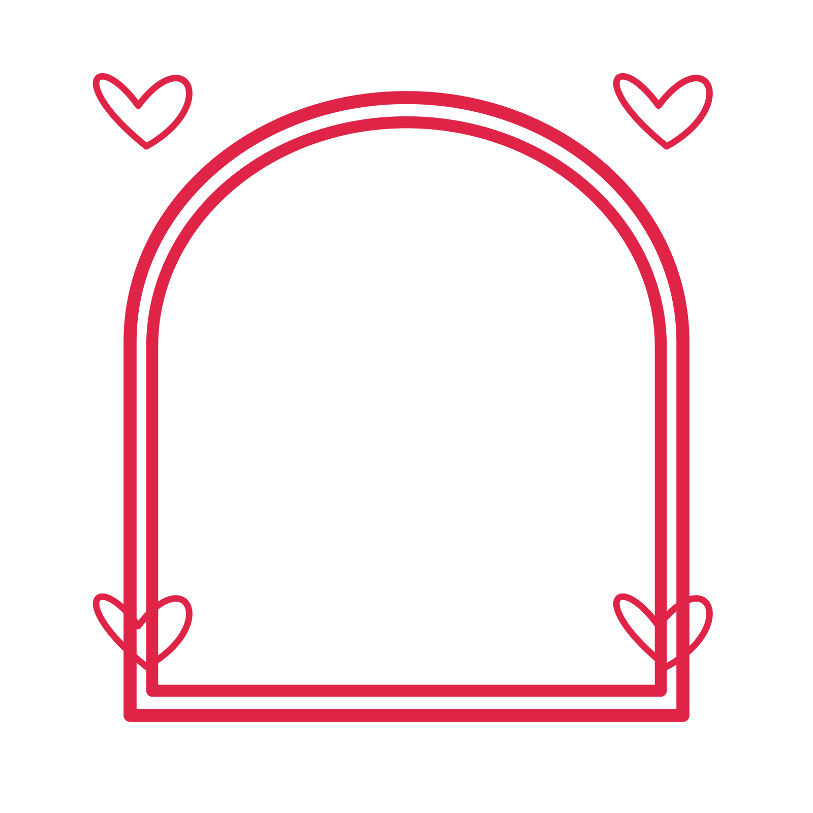An open arch frame with loop ornaments and a double border. The middle stays transparent for your text or photograph.