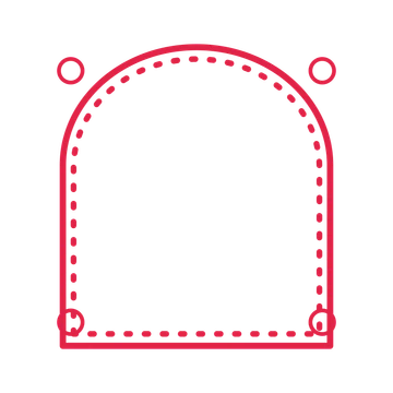 An open arch frame with ring ornaments and a dotted border. The middle stays transparent for your text or photograph.