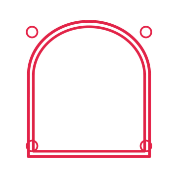 An open arch frame with ring ornaments and a double border. The middle stays transparent for your text or photograph.