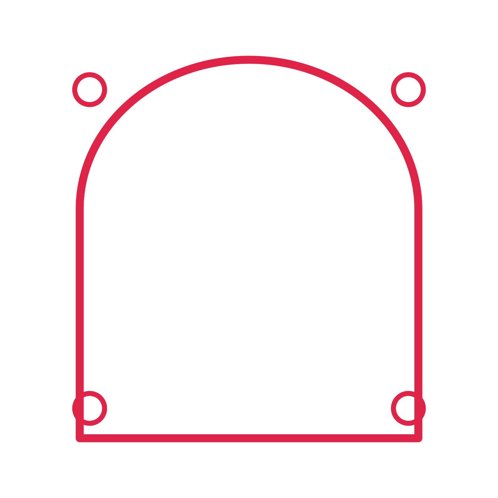 An open arch frame with ring ornaments and a single border. The middle stays transparent for your text or photograph.
