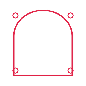 An open arch frame with ring ornaments and a single border. The middle stays transparent for your text or photograph.