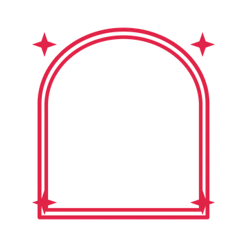 An open arch frame with sparkle ornaments and a double border. The middle stays transparent for your text or photograph.