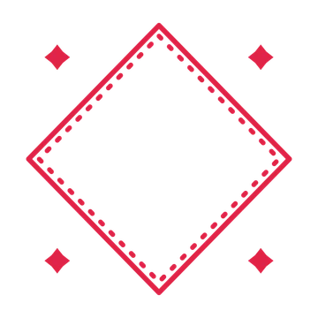 An open diamond frame with diamond ornaments and a dotted border. The middle stays transparent for your text or photograph.