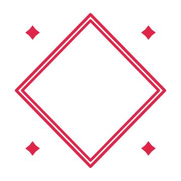 An open diamond frame with diamond ornaments and a double border. The middle stays transparent for your text or photograph.