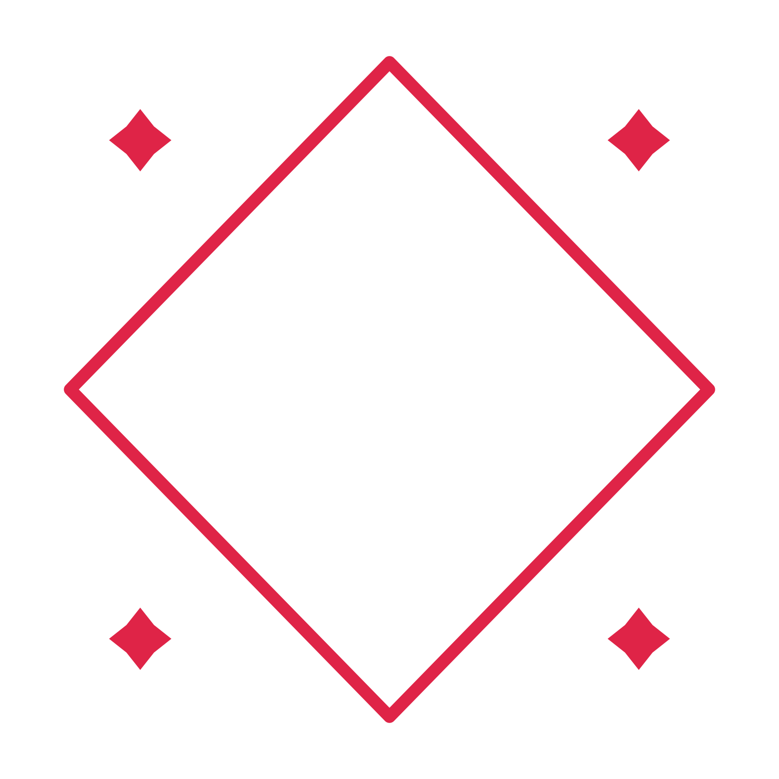 An open diamond frame with diamond ornaments and a single border. The middle stays transparent for your text or photograph.