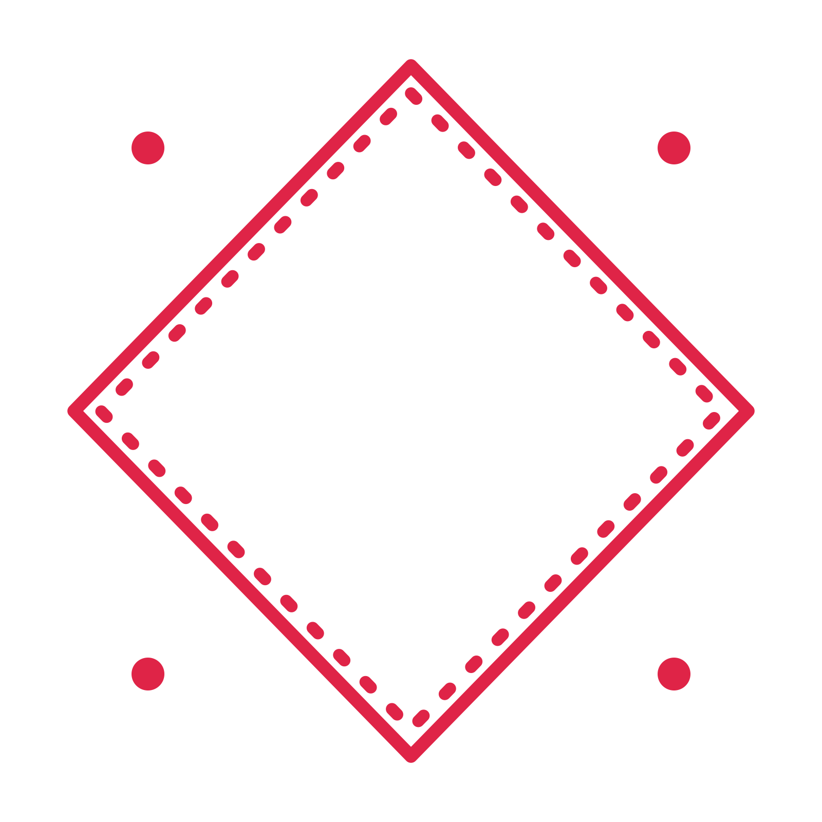 An open diamond frame with dot ornaments and a dotted border. The middle stays transparent for your text or photograph.