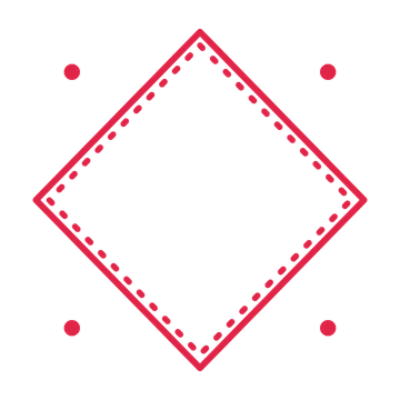 An open diamond frame with dot ornaments and a dotted border. The middle stays transparent for your text or photograph.