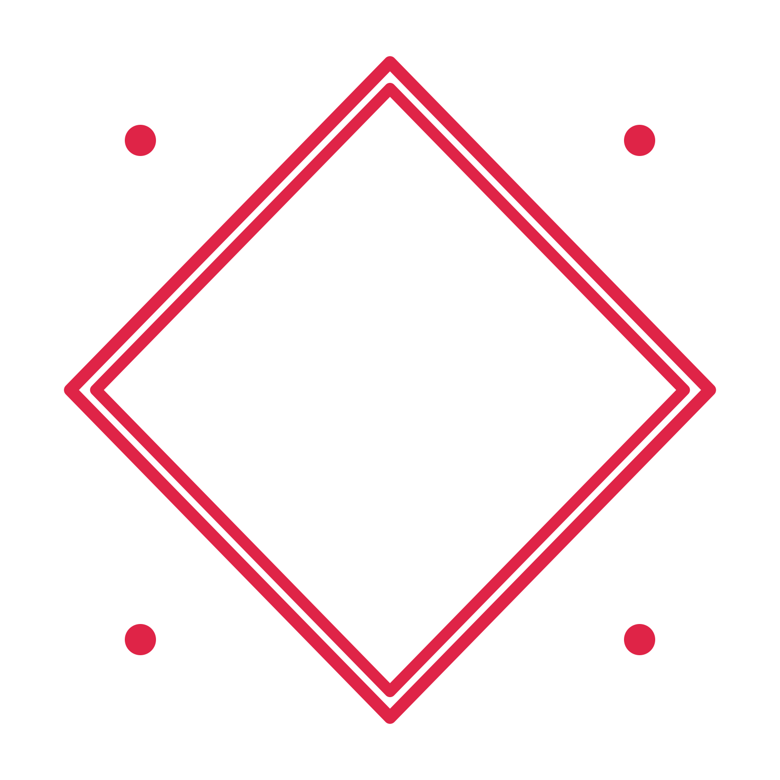 An open diamond frame with dot ornaments and a double border. The middle stays transparent for your text or photograph.
