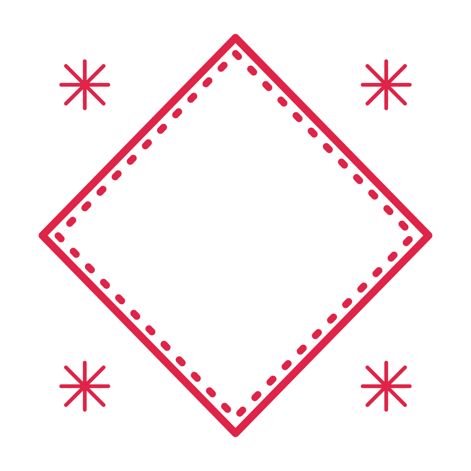 An open diamond frame with fan ornaments and a dotted border. The middle stays transparent for your text or photograph.
