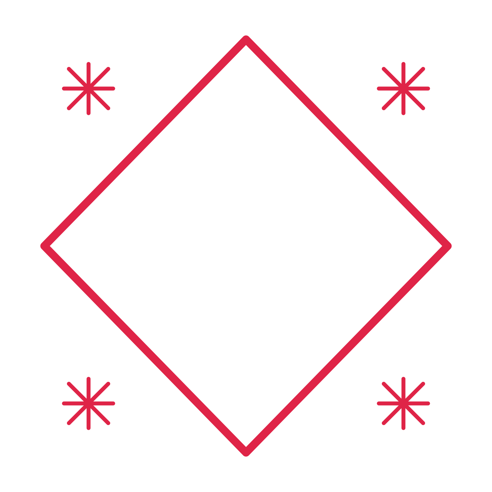 An open diamond frame with fan ornaments and a single border. The middle stays transparent for your text or photograph.